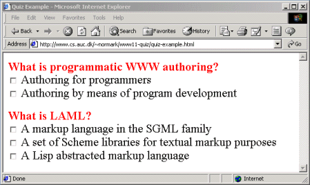 Figure 2.  A sample quiz.