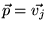 $ \vec{p} = \vec{v_j}$