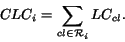 \begin{displaymath} CLC_i = \sum_{cl \in {\cal R}_i} LC_{cl}. \end{displaymath}