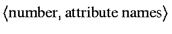 $\langle \mbox{number}, \mbox{attribute names} \rangle$