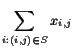 $\displaystyle \sum_{i:(i,j)\in S}x_{i,j}$