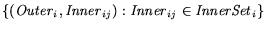 $\{ ({\it Outer}_i,{\it Inner}_{ij}) : {\it Inner}_{ij}\in{\it InnerSet}_i \}$