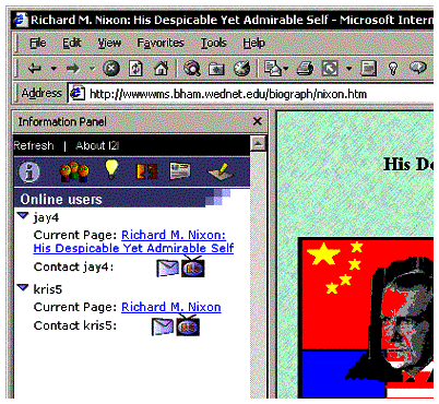 Figure 2.  The I2I
user interface embedded in Microsoft Internet Explorer.