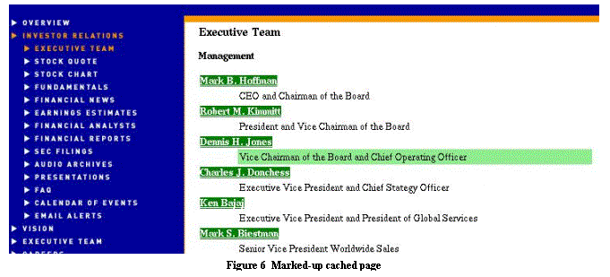 Text Box:  Figure 6  Marked-up cached page