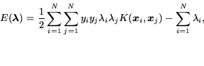 \begin{displaymath} \footnotesize { E(\mbox{\protect\boldmath$\lambda$\protect... ...th$x$\protect\unboldmath }_j) - \sum_{i=1}^N \lambda_i, } \end{displaymath}