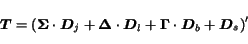 \begin{displaymath}
\mbox{\boldmath$T$}= {\left(\mathbf{\Sigma} \cdot \mbox{\bo...
...box{\boldmath$D$}_b +
\mbox{\boldmath$D$}_s\right)}^{\prime}
\end{displaymath}