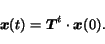 \begin{displaymath}
{\mbox{\boldmath$x$}(t)} = \mbox{\boldmath$T$}^{t} \cdot {\mbox{\boldmath$x$}(0)}.
\end{displaymath}