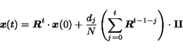 \begin{displaymath}
{\mbox{\boldmath$x$}(t)} = {\mbox{\boldmath$R$}}^t \cdot {\m...
...ox{\boldmath$R$}^{t-1-j}\right) \cdot \mbox{\boldmath$\amalg$}
\end{displaymath}