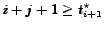 $i+j+1 \geq t^{\star}_{i+1}$
