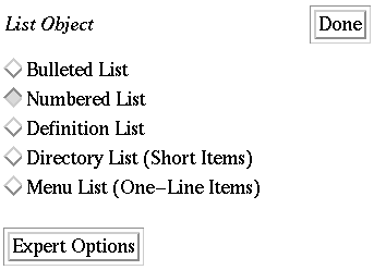 Creation Form for List